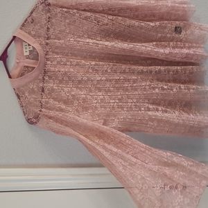 POL Pink Lace Bell Sleeve shirt soze Small